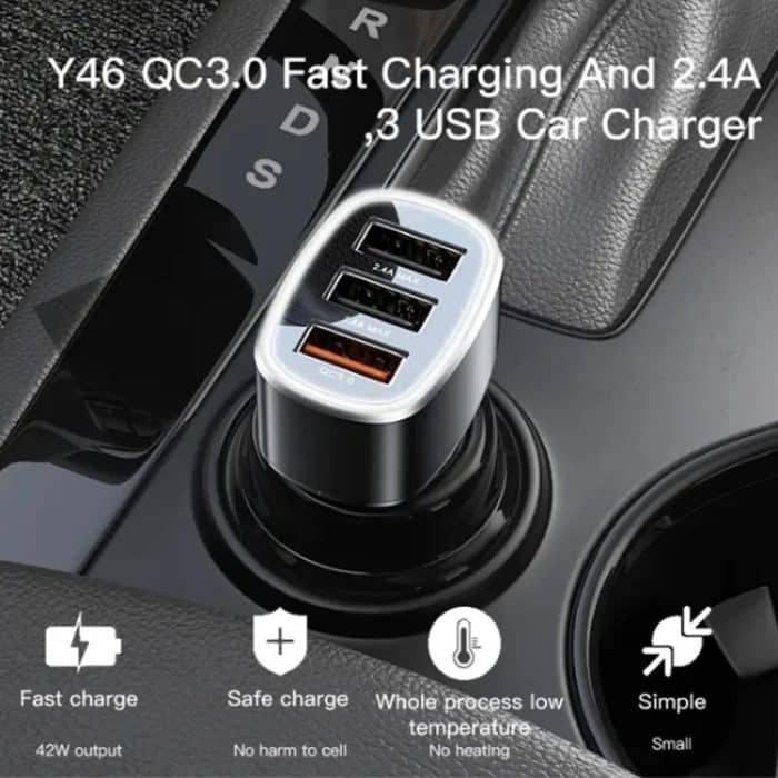 Yesido Y46 42W 3 USB-Anschlüsse Auto-Schnellladegerät, Y46 – Bild 9