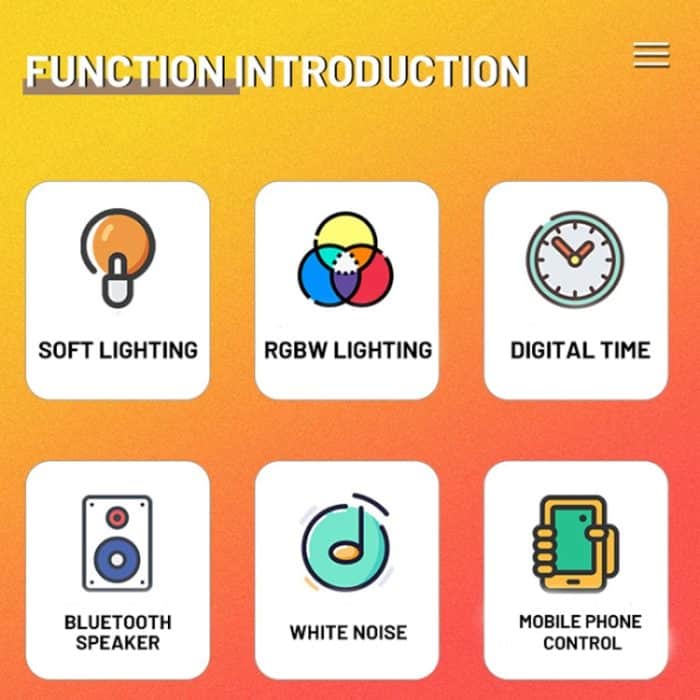 Multifunktionaler RGBW-Atmosphärenlicht-Bluetooth-Lautsprecher Sonnenaufgang Wecklampe Digitalanzeige Wecker, RGBW Black, RGBW White – Bild 3