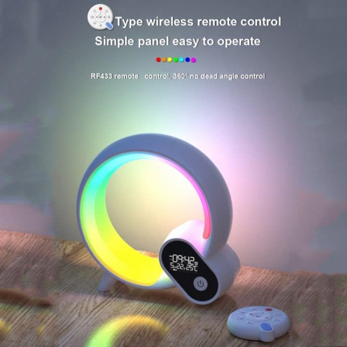 Multifunktionaler RGBW-Atmosphärenlicht-Bluetooth-Lautsprecher Sonnenaufgang Wecklampe Digitalanzeige Wecker, RGBW Black, RGBW White – Bild 8