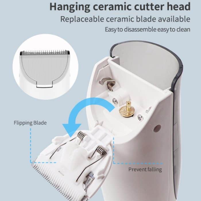 Elektrischer, wasserdichter Friseur-Kinder-Haarschneider, geräuscharm, wiederaufladbar, Push-Clipper, Digital Version White, Suction Upgrade Version White – Bild 5