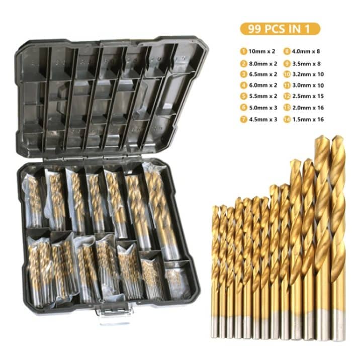 99-in-1 Titan-Bohrer-Set, Schnellarbeitsstahl-Bohrer – Bild 2