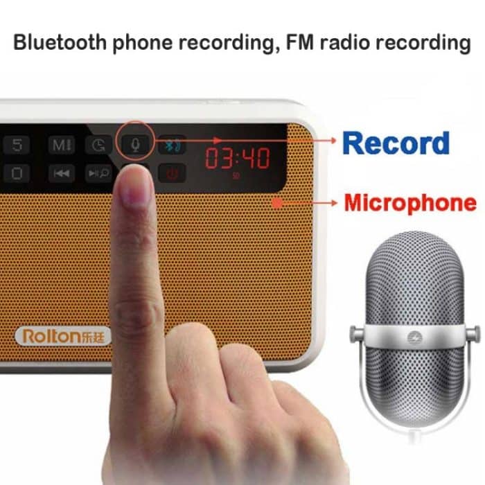 Rolton E500 Bluetooth-Lautsprecher, integriertes 2.1-Kanal-Mikrofon, unterstützt UKW-Radio – Bild 8