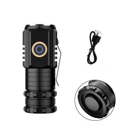 3 LED Mini-Taschenlampe, wiederaufladbar, wasserdicht, 2000 lm, superhelle Taschenlampe, Tail No Magnet, Tail Magnet