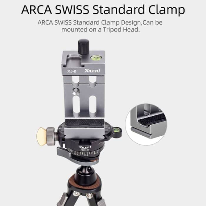 XILETU XJ-8 Aluminiumlegierung Kamerakopf Stativ Handyclip – Bild 8