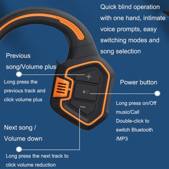 Wasserdichter In-Ear-Kopfhörer mit Knochenleitung, magnetische Aufladung, Schwimmen, Sport, Bluetooth, AS9 Grey, AS9 Orange, AS9 Blue – Bild 6