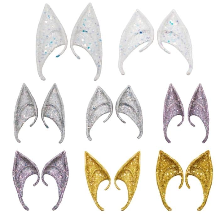 1 Paar Latex Elfenohren mit Glitzer Halloween Party Pixie Ohren Cosplay Requisiten, 10cm Golden, 12cm Golden, 12cm Flash Pink, 10cm Flash Pink, 12cm Silver, 10cm Silver, 12cm Pink, 10cm Pink, 12cm Purple, 10cm Purple – Bild 3
