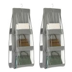 2 Stück doppelseitige transparente Aufbewahrungstasche für Schlafzimmer, Kleiderschrank, Aufbewahrung, staubdicht, Hängetasche, Gray 6 Grid, Black 6 Grid, Gray 8 Grid, Black 8 Grid