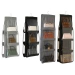 2 Stück doppelseitige transparente Aufbewahrungstasche für Schlafzimmer, Kleiderschrank, Aufbewahrung, staubdicht, Hängetasche, Gray 6 Grid, Black 6 Grid, Gray 8 Grid, Black 8 Grid – Bild 2