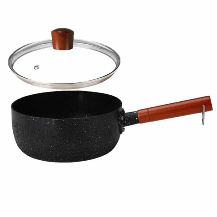 18 cm mit Deckel, zum Kochen von Instant-Nudeln, antihaftbeschichtete Pfanne, Babynahrungsergänzungspfanne, kleiner Milchtopf aus Maifan-Stein, 18cm With Cover Black, 18cm With Cover White, 18cm With Cover Blue, 18cm With Cover Pink – Bild 1