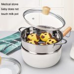 18 cm mit Deckel, zum Kochen von Instant-Nudeln, antihaftbeschichtete Pfanne, Babynahrungsergänzungspfanne, kleiner Milchtopf aus Maifan-Stein, 18cm With Cover Black, 18cm With Cover White, 18cm With Cover Blue, 18cm With Cover Pink – Bild 9