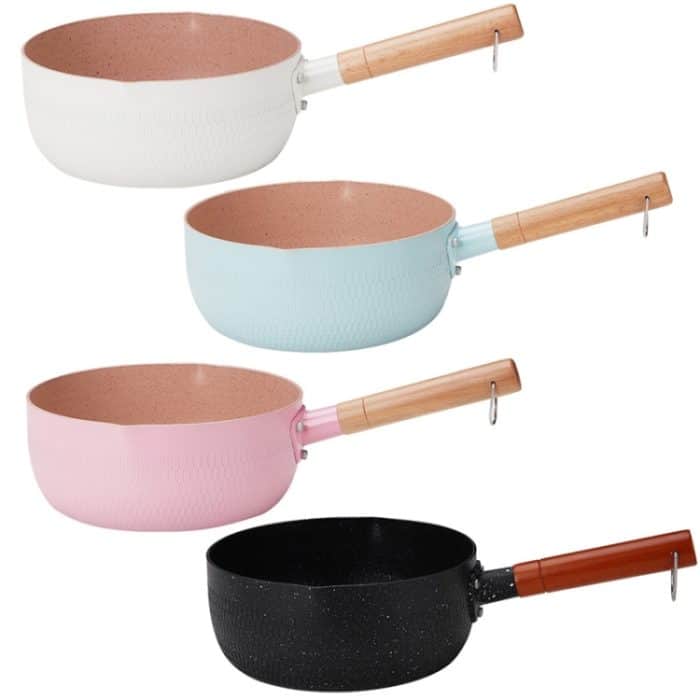 20 cm ohne Deckel, zum Kochen von Instant-Nudeln, antihaftbeschichtete Pfanne, Babynahrungsergänzungspfanne, kleiner Milchtopf aus Maifan-Stein, 20cm Without Cover Black, 20cm Without Cover White, 20cm Without Cover Blue, 20cm Without Cover Pink – Bild 2