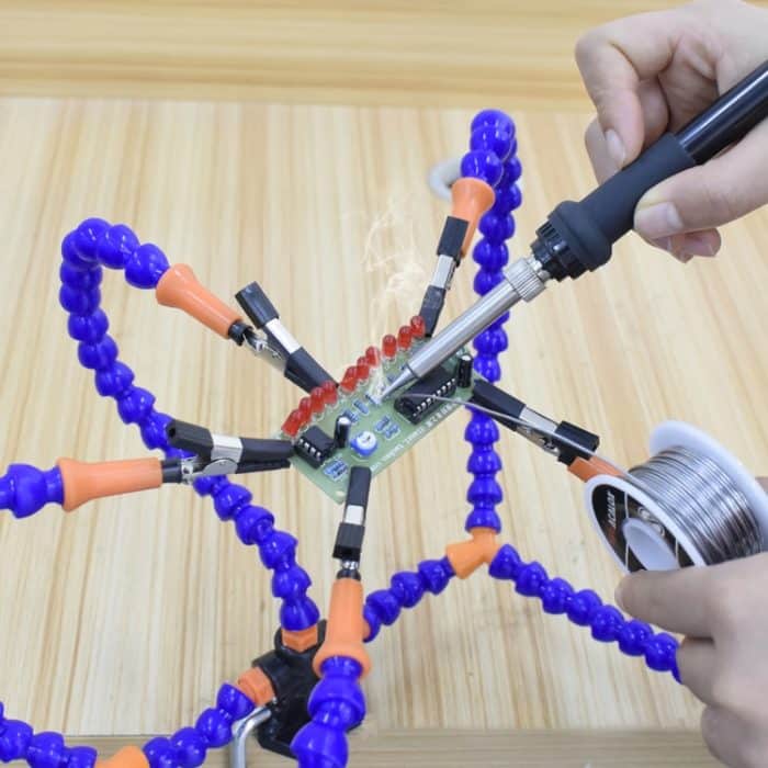 Telefon PCB Leiterplatte Reparatur Feste Ordner Schweißen Unterstützt DIY Modell Spannwerkzeug, 5 Claws (Blue), 5 Claws+Magnifying Glass (Blue), 5 Claws+Magnifying Glass Lamp (Blue), 3 Claws (Black), 5 Claws+Magnifying Glass (Black)... – Bild 7