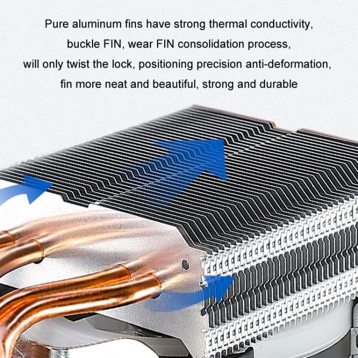 EVESKY 500 Desktop-Computer 4 Kupferrohr-Mute-CPU-Lüfter, Single Fan Without Light, No Light Three Fans, Color Single Fan, Color Three Fans – Bild 4