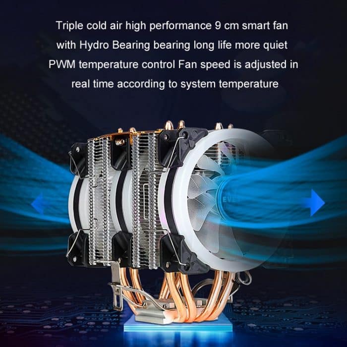 EVESKY 500 Desktop-Computer 4 Kupferrohr-Mute-CPU-Lüfter, Single Fan Without Light, No Light Three Fans, Color Single Fan, Color Three Fans – Bild 7