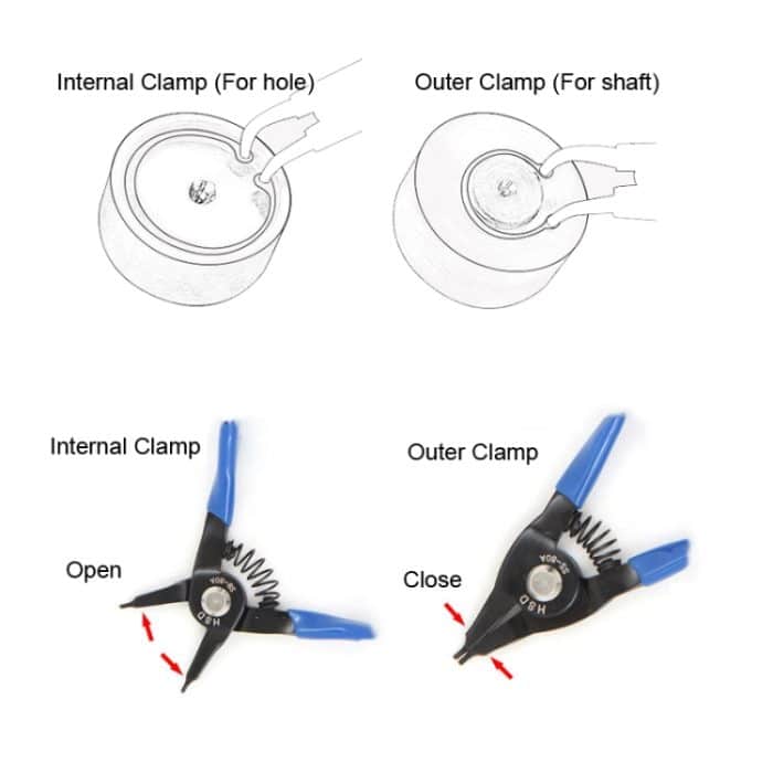 10–25 mm kompakte, federbelastete Sicherungsringzange, HSD SS-80A Outer For Shaft Straight, HSD SS-80B Outer For Shaft Curved, HSD SB-80A Internal For Hole Straight, HSD SB-80B Internal For Hole Curved – Bild 3