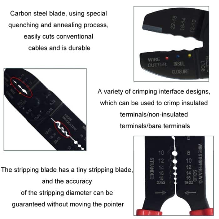 Multifunktionale manuelle Crimpzange zum Abisolieren von Kabeln – Bild 5