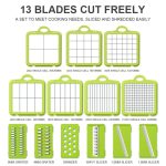 22-in-1 multifunktionaler Lebensmittelzerkleinerer, Reibe, Zwiebelwürfelschneider, Gemüseschneider mit 13 Edelstahlklingen, 22 in 1 Multifunctional – Bild 3