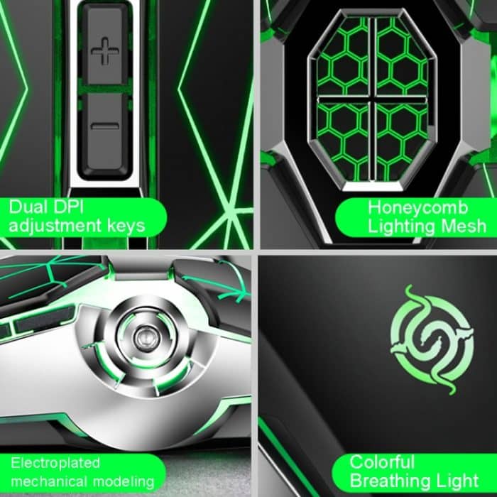 K-Snake Q7 Game, kabelgebunden, 7 Farben, beleuchtet, USB, 4000 DPI, mechanische Maus, Q7 Scrub Black, Q7 Silver Gray, Q7 White – Bild 5