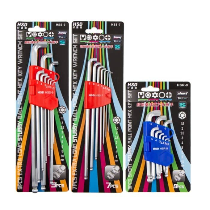 Werkzeuge mit kurzem Kugelkopf-Sechskantschlüsselsatz, 9pcs/set HSD HSR-9 Short Version, 7pcs/set HSD HSS-7 Long Version, 9pcs/set HSD HSS-9 Long Version – Bild 8