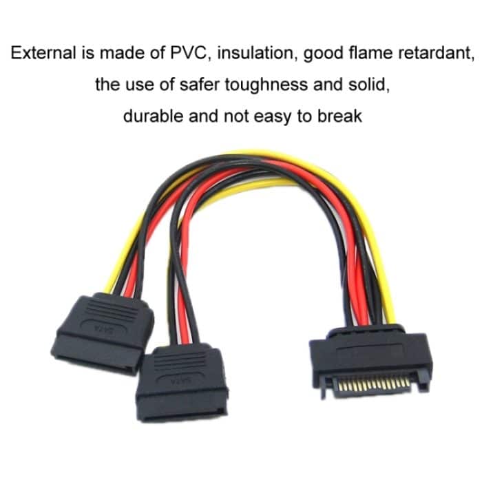 15P auf Dual 15P Ein-auf-zwei-SATA-Festplatten-Stromkonvertierungskabel, SATA 15P to Dual 15P – Bild 3