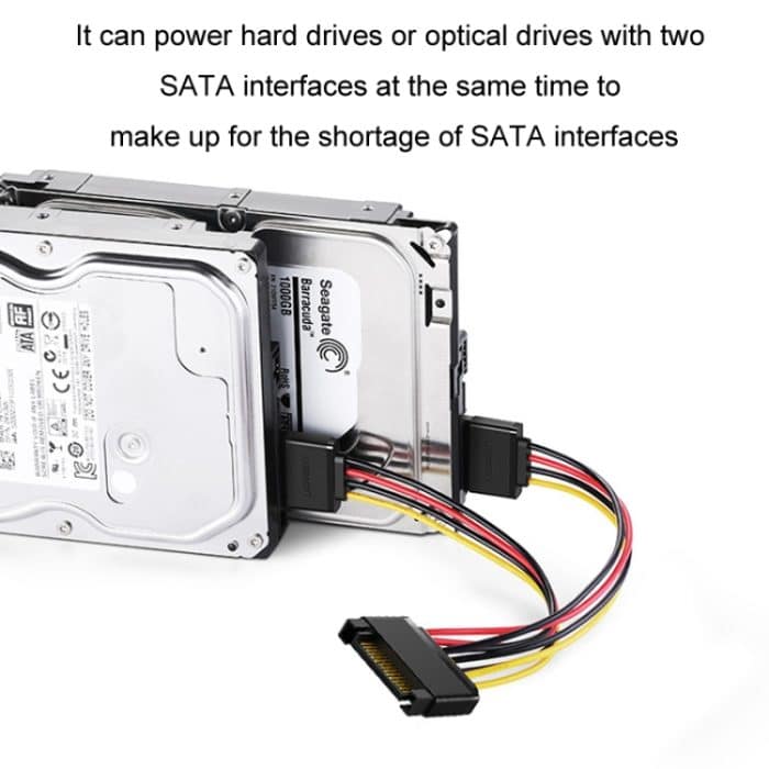 15P auf Dual 15P Ein-auf-zwei-SATA-Festplatten-Stromkonvertierungskabel, SATA 15P to Dual 15P – Bild 5