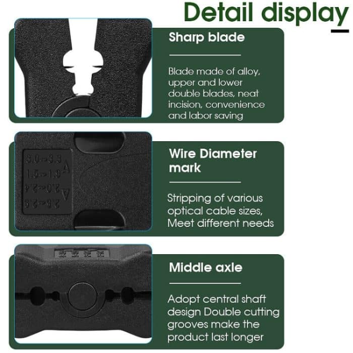 FTTH Fiber Optical Stripper Loose Tube Längskabel Stripper 1,5–3,3 mm – Bild 6