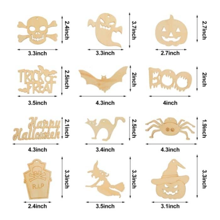 10 Stück/Set Halloween-Dekorationen, Urlaub, Party, Holzanhänger – Bild 6