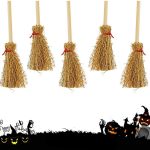 Halloween Mini Besen Ornamente Hexenbesen Spielzeug Zubehör, Red Rope 4cm x 9.5cm, White Rope 5cm x 14cm – Bild 2