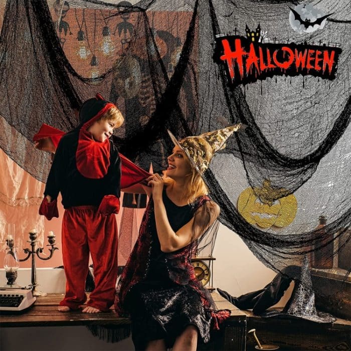 76 x 183 cm Halloween-Gaze-Roving aus Polyester-Baumwolle, Spukhaus, DIY, dekorative Gaze, Black Gauze, White Gauze, Beige Blood Stains Beige Blood Stains – Bild 7