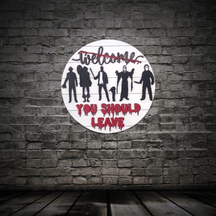 Halloween Holz Deko Türschild Horror Willkommensschild, Flat Printing Version, 3D Version – Bild 6