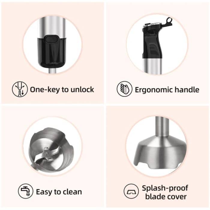 6-in-1 600 W multifunktionaler elektrischer Mixer, Edelstahl-Kochstab, US Plug, EU Plug, UK Plug – Bild 6