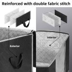 Faltbare Unterbett-Aufbewahrungstasche aus Vliesstoff für Kleidung, Decken und Schuhe, 100 x 50 x 15 cm, 100x50x15cm(4 Handles Deep Gray), 100x50x15cm(4 Handles Black) – Bild 6