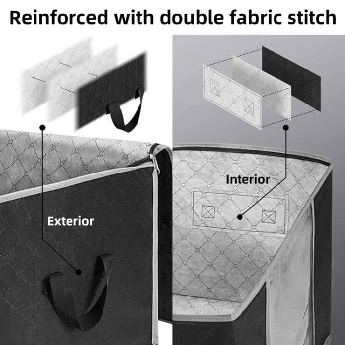 Faltbare Unterbett-Aufbewahrungstasche aus Vliesstoff für Kleidung, Decken und Schuhe, 100 x 50 x 15 cm, 100x50x15cm(4 Handles Deep Gray), 100x50x15cm(4 Handles Black) – Bild 6