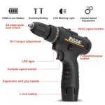 HILDA Home Power Drill 12V Li-Ion-Bohrmaschine mit Ladegerät und Akku, EU-Stecker, Carton Packing, Plastic Packing, Cloth Packing – Bild 3