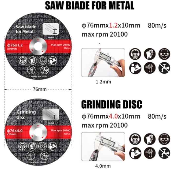 HILDA Grinding Tools Li-Ion-Winkelschleifer-Zubehör, Saw Blade, Grinding Disc, Dry Cutting Blade – Bild 3