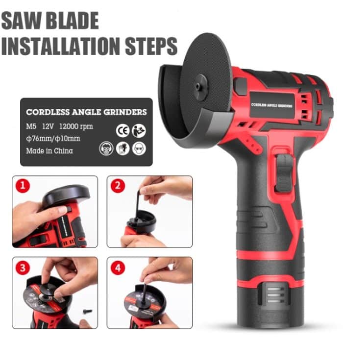 HILDA 12V 3 Zoll Li-Ion Winkelschleifer Heimschneide- und Schleifmaschine, EU-Stecker, Plastic Package With 1 Battery, Carton Package With 1 Battery, Plastic Package With 2 Battery, Carton Package With 2 Battery – Bild 5