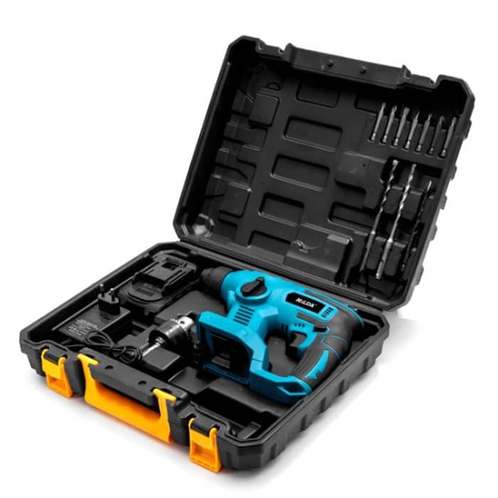 HILDA 12 Stück/Set Li-Ion Power Hammer elektrische Schlagbohrmaschine, 1 Battery+1 Charger EU Plug, 2 Battery+1 Charger EU Plug, 1 Battery+1 Charger US Plug, 2 Battery+1 Charger US Plug – Bild 2