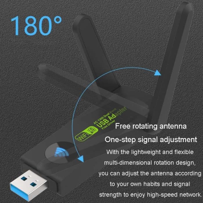 1300 Mbit/s Wireless-Netzwerkkarte Gigabit Dual Band 5G Treiberloser Computer USB-Netzwerkkarte, 600m, 1300m – Bild 6