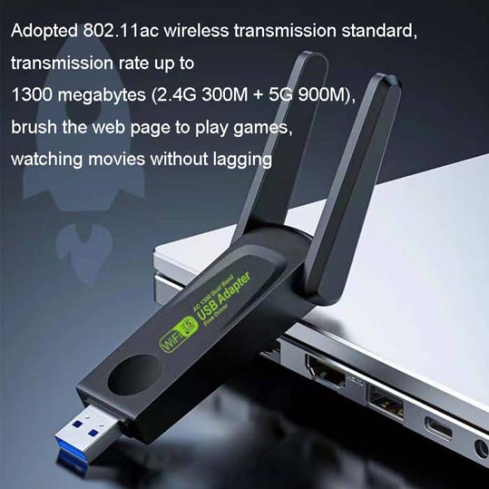 1300 Mbit/s Wireless-Netzwerkkarte Gigabit Dual Band 5G Treiberloser Computer USB-Netzwerkkarte, 600m, 1300m – Bild 10