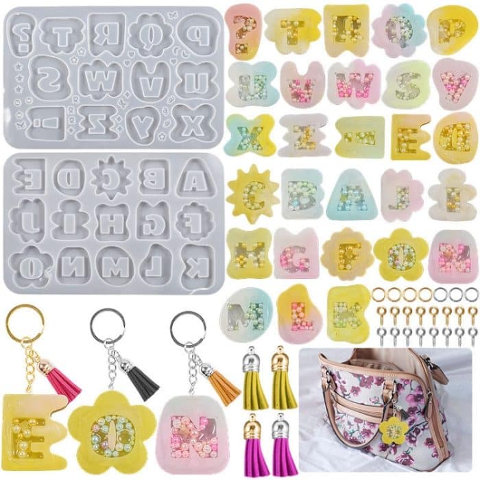 Kristall-Epoxidharz-Spitze-Buchstabenform, Symbol-Anhänger, Silikonform, 02, 01 – Bild 2