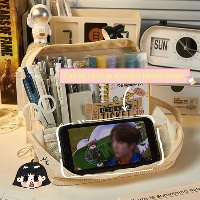 Große Kapazität Leinwand Federmäppchen Student Briefpapier Lagerung Bleistift Box – Bild 7