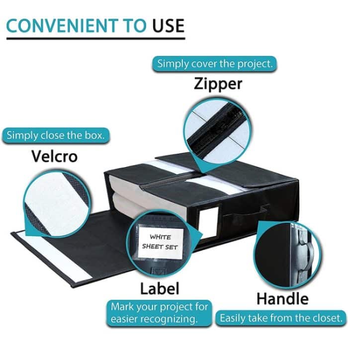 Unterbett-Aufbewahrungstasche, faltbare Aufbewahrungsbox für Kleidung, Decken, Bettbezüge, Beige, Black, Streak – Bild 5