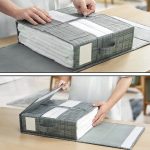 Unterbett-Aufbewahrungstasche, faltbare Aufbewahrungsbox für Kleidung, Decken, Bettbezüge, Beige, Black, Streak – Bild 7