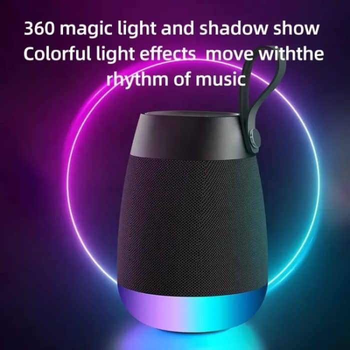 Drahtloser Bluetooth-Stofflautsprecher, zylindrischer wasserdichter Subwoofer mit RGB-Licht – Bild 3