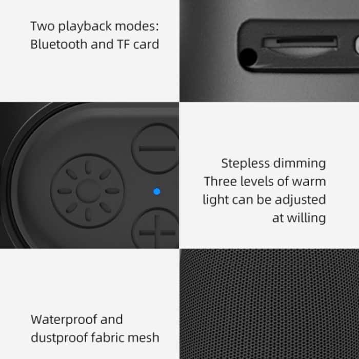Drahtloser Bluetooth-Stofflautsprecher, zylindrischer wasserdichter Subwoofer mit RGB-Licht – Bild 9