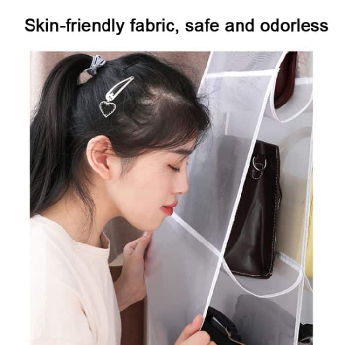 Taschenaufbewahrung, hängende Tasche, Garderobe, hängende, staubdichte Stoff-Aufbewahrungstasche, 6 Pockets White, 8 Pokets White, 6 Pockets Gray, 8 Pockets Gray – Bild 5