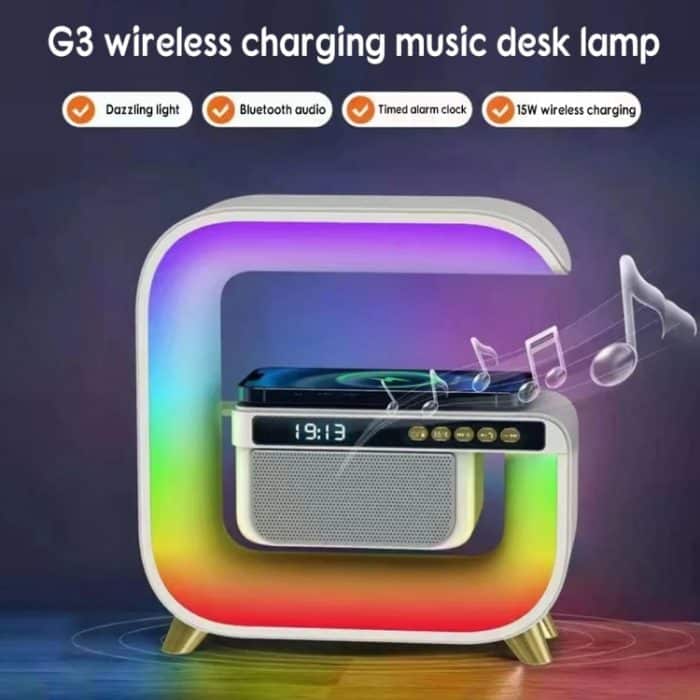 G3 5-in-1 kabelloses Ladegerät, Bluetooth-Lautsprecheruhr mit RGB-LED-Atmosphären-Smart-Licht – Bild 3