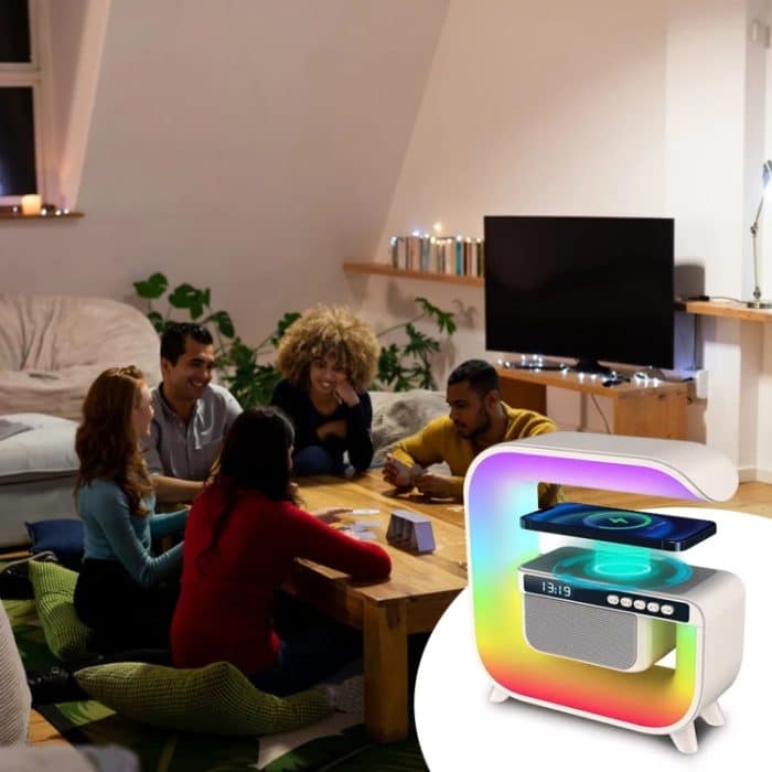 G3 5-in-1 kabelloses Ladegerät, Bluetooth-Lautsprecheruhr mit RGB-LED-Atmosphären-Smart-Licht – Bild 7
