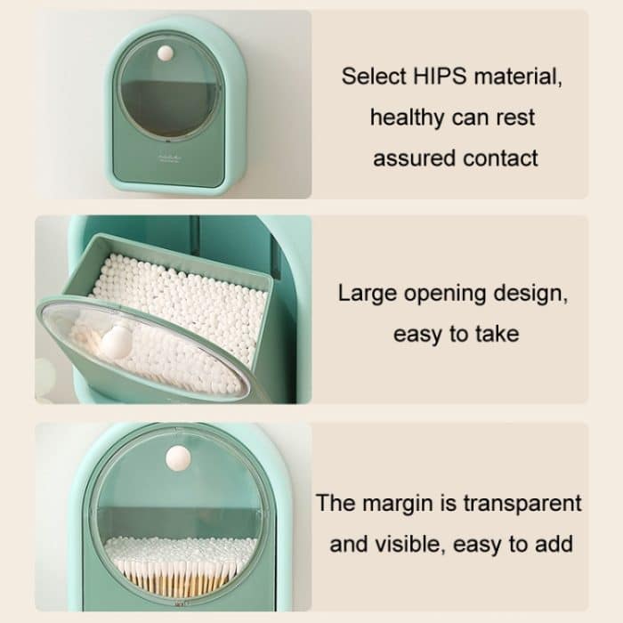 Wandmontierte, aufklappbare Aufbewahrungsbox für Wattestäbchen, Kosmetikbox – Bild 7