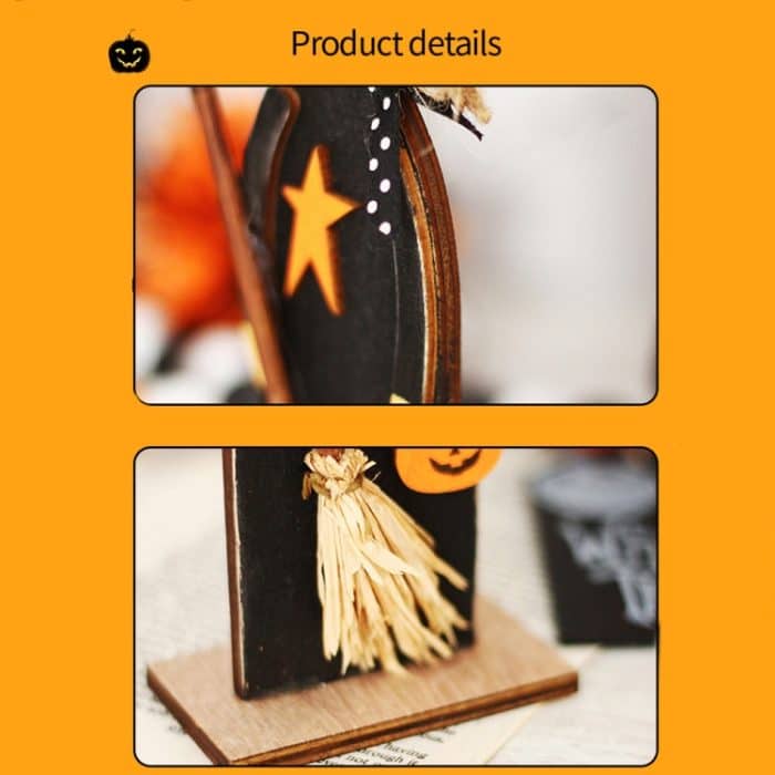 Halloween-Dekorationen, Hexengeist, bemalte Holzornamente, Party-Dekorations-Requisiten, Witch Leg, Witch Boots, Broom Witch, Purple Witch, Ghost – Bild 3